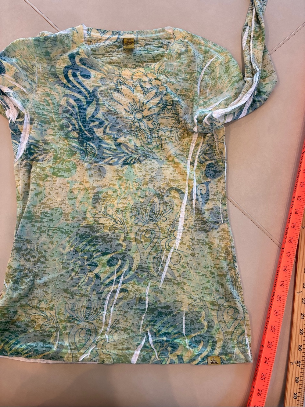Prana XL Green and Blue Floral-Print Long Sleeve Tee Shirt - Picture 14 of 14